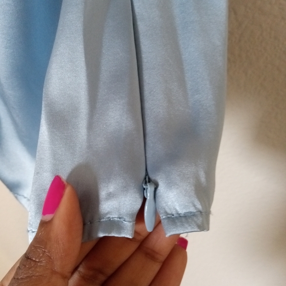 Ann Taylor Sleeveless Ruched Metallic Blue Silk Blouse Y2K - Picture 9 of 11